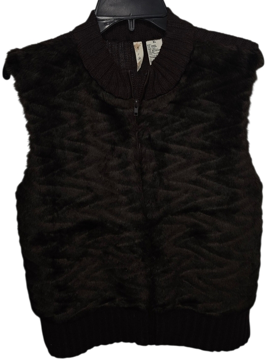 Tiara Jackets & Blazers - Tiara Faux Fur Zig-Zag Full Zip Knit Vest